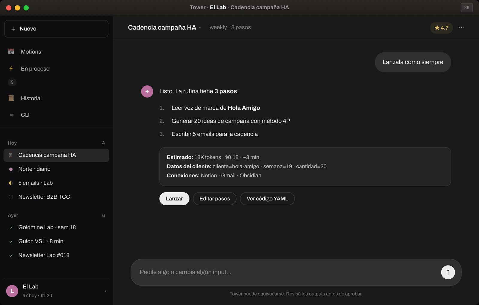 Detalle del AI-OS en acción